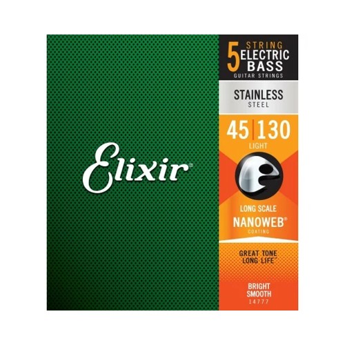 Elixir 14777 Light 45-130 Electric Bass Stainless Steel Nanoweb